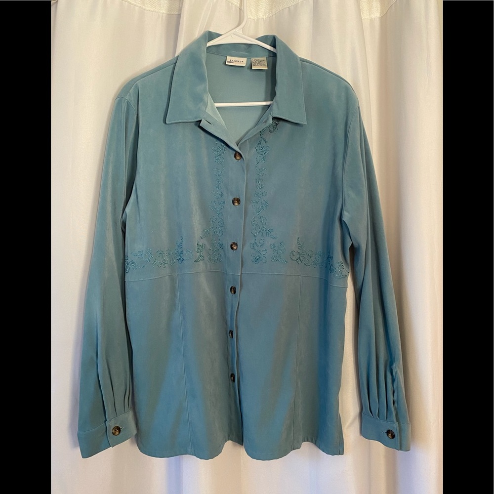 Women’s suede button up blouse